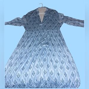 Leaf Patterned Long Sleeve Dress